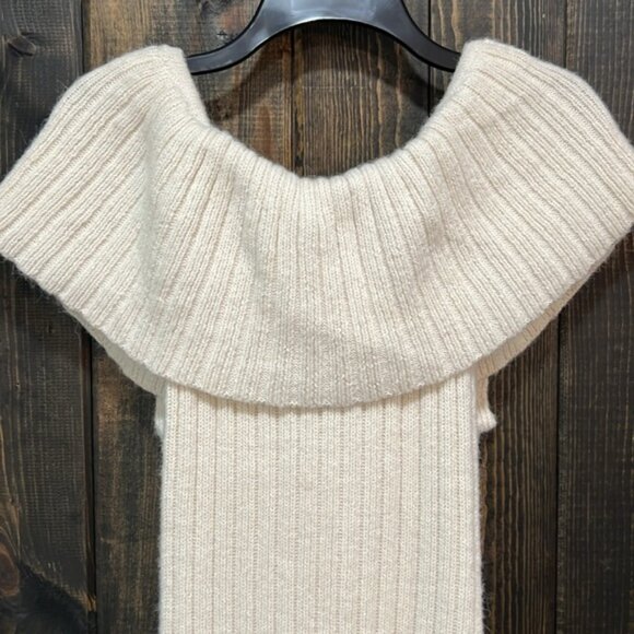 Worth Collective Bow Maxi Sweater Dress S Ivory Cream Ribbed Stretchy Bump Boho - Picture 8 of 13